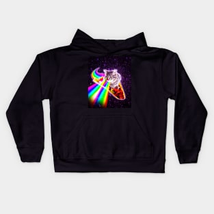 Rainbow Laser Eyes Galaxy Cat Riding Taco Kids Hoodie